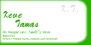 keve tamas business card